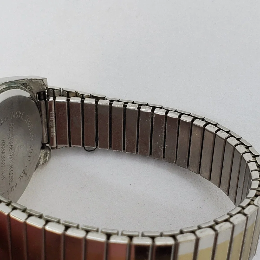 Men's Military Watch‎ 36MM White Dial Gold Gray Bracelet Band New Battery